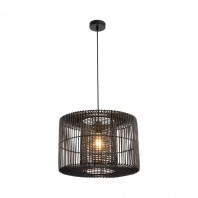 Mercator-Finley Matt black double layer rattan shade Pendant